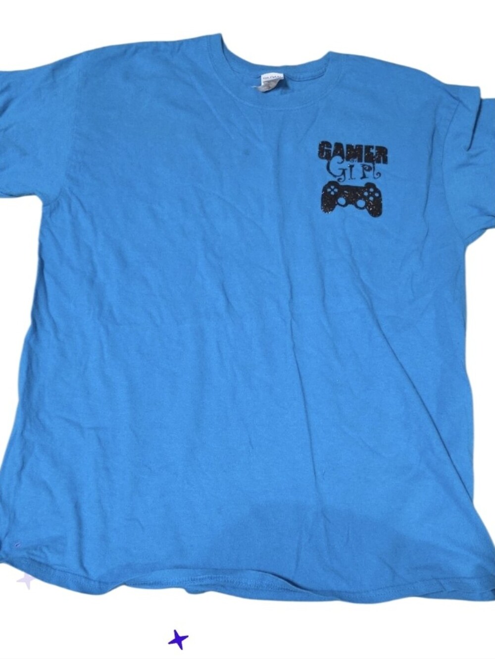 Gamer Girl Handmade Unworn Tee Glitter Motif Lg